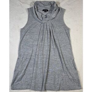 Charlie Paige Gray Cowl Neck Sleeveless Sweater Tunic With Pockets